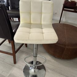 2 White leather Bar stools