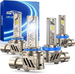 9005+ H11 Combo Light Bulbs, 140,000LM Super Bright (Two Pairs), 1:1 MINI, Non-Polarity,80k,IP68
