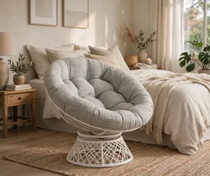 Papasan Swivel Chair with Cushion