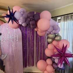 9ft Pink, Purple And Silver Balloon Arch
