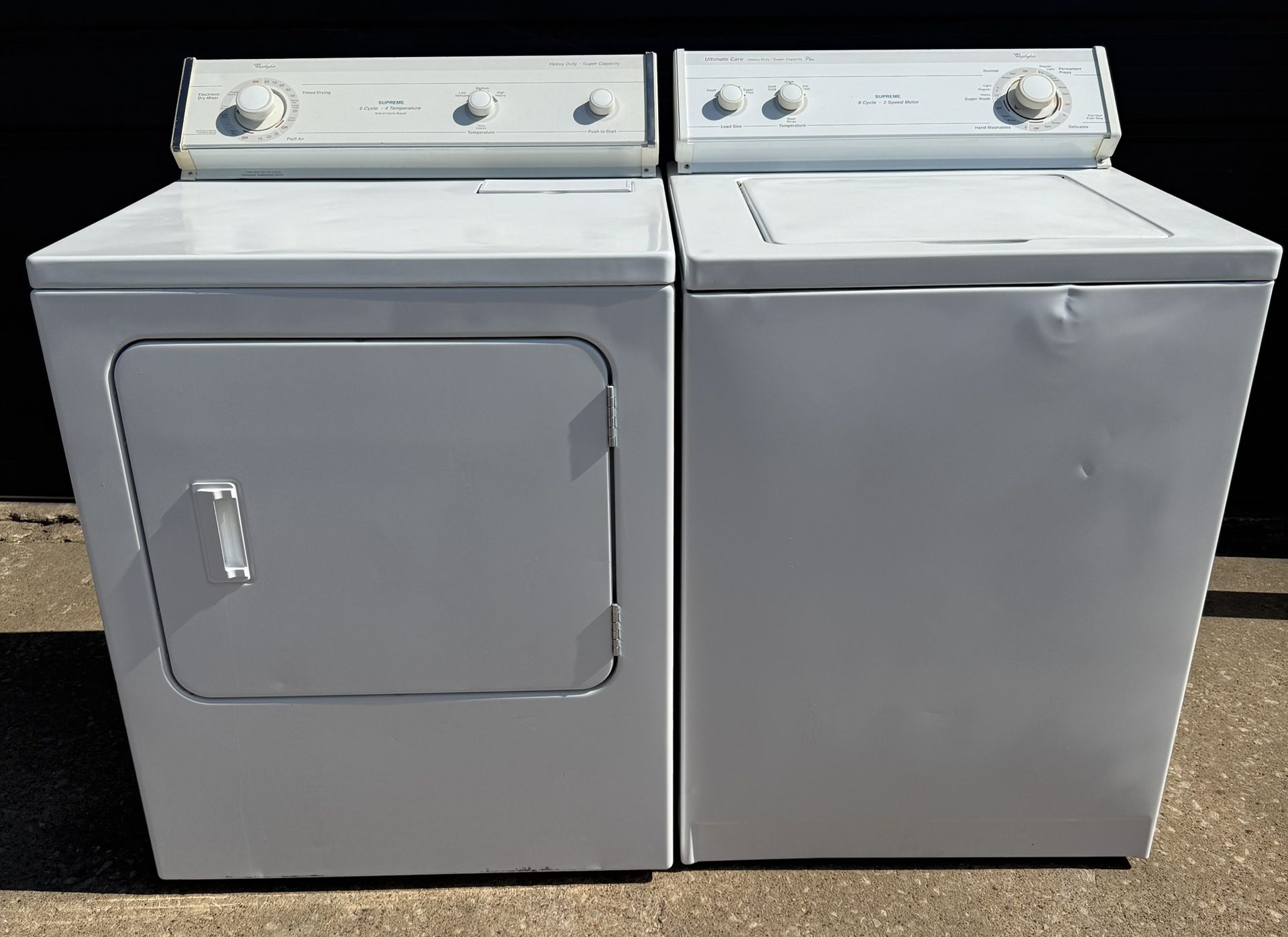 Whirlpool Supreme Series Heavy Duty Super Capacity Plus Top Load Washer/Electric Dryer (can deliver)