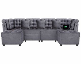 Quoyard 6-Seat Convertible Sofa Modular Sectional Sofa Versatile U- Shaped Couch