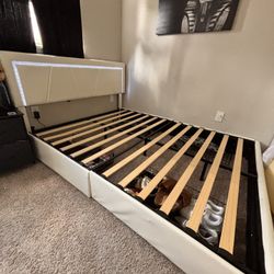 queen led bed frame with drawers 
