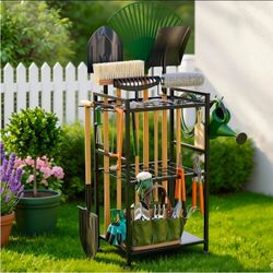 SPACECARE Garden Tool Organizer with Feet Up to 35 Long-Handled Tools Black
Yard Tower Rack for Garage Organization and Storage, Heavy Duty Steel Gard