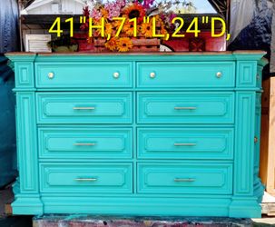 Big lite teal green 10 drawer wood dresser