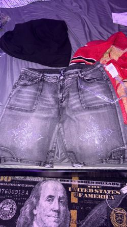 Rhinestone cross shorts size 40