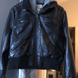 Leather jacket  With Sweater Hoodie