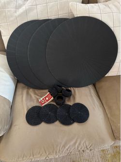Black Placemats, Coasters and Napkin Rings
