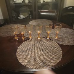 6 Vintage Glass Pink Swirl Arcoroc Rosaline 