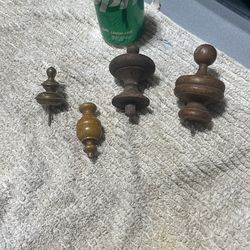 Vintage Finials 3 Wood 1 Tin