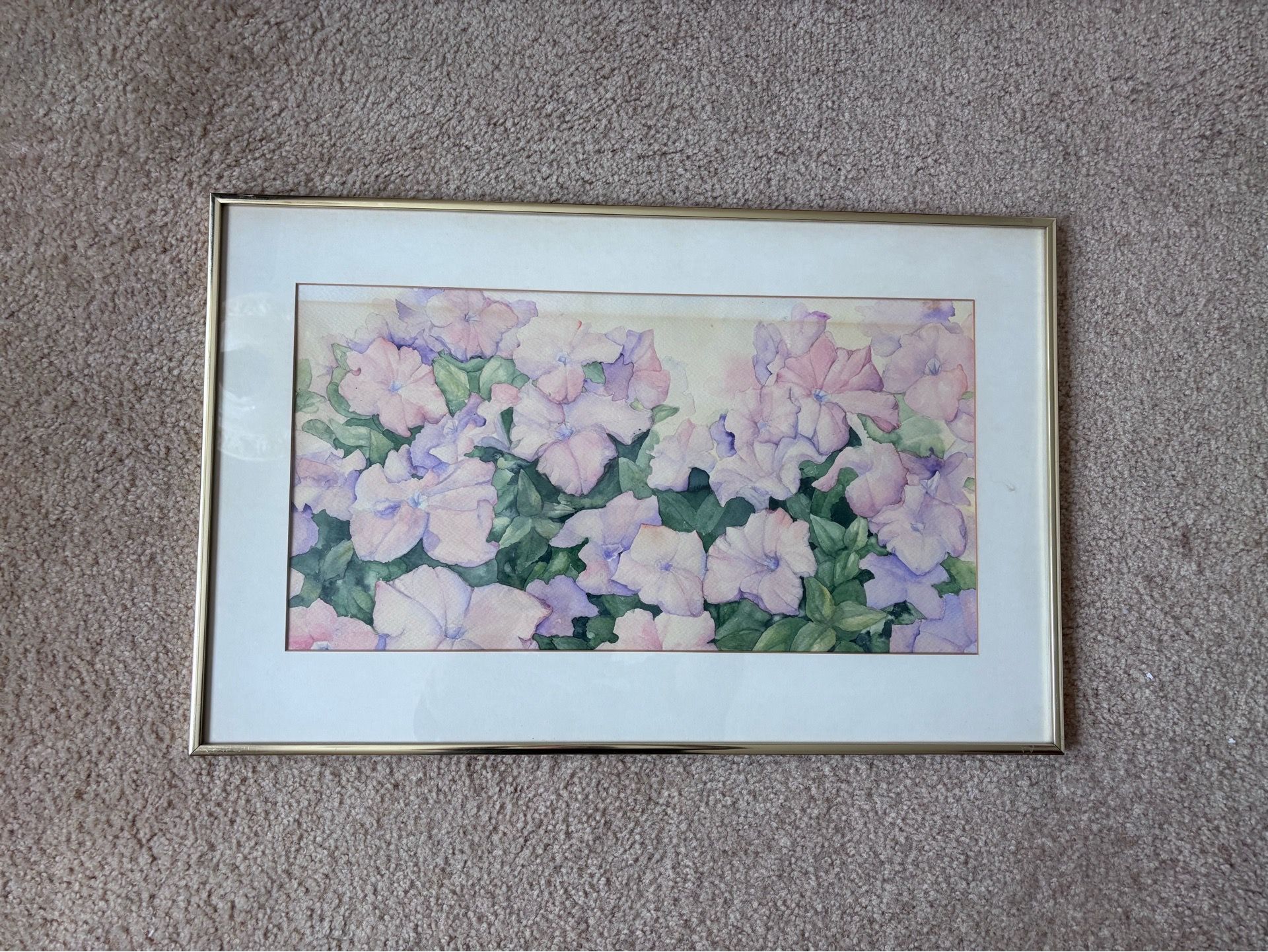Used Watercolor Print in Metal Frame