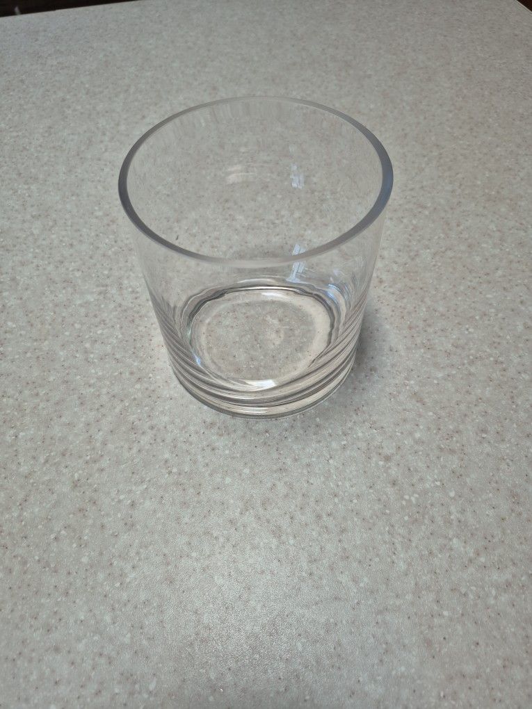 Glass Vase Thick Glass 5" Tall Aprox 15" Around