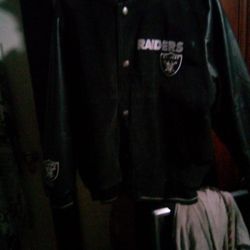 Large Leather A Suede Vintage Raiders Jacket 