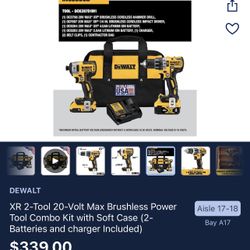 DEWALT DRILL SET | XR 2-Tool 20-Volt Max Brushless Power Tool Combo Kit with Soft Case (2- Batteries and charger Included)
