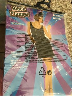 Black Flapper Costume Size Xlrg 14-18 Adult Halloween Plus Size Costume