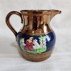 Vtg Gray's Pottery Hand Painted Small Lusterware Pitcher Copper Color 