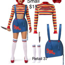 Chucky Women’s Childs Play Horror Costume Halloween Small