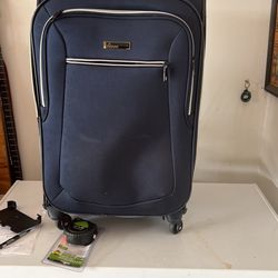 Navy blue Lines Suitcase