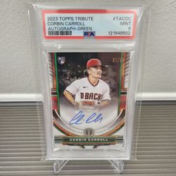 2023 Topps Tribute Autograph Auto #TACOC Corbin Carroll RC Rookie Green /99 PSA 9 - Pop 18