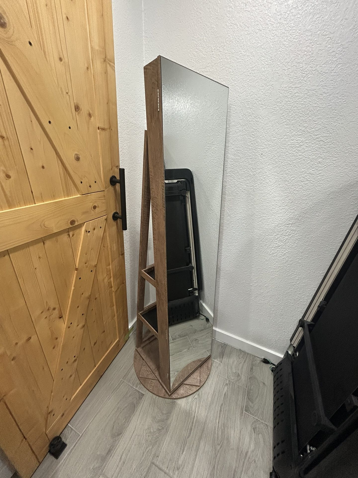 Brown Mirror - Swivel and Storage