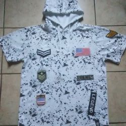 Mens Encrypted  Hoodie Military Patches T-shirts