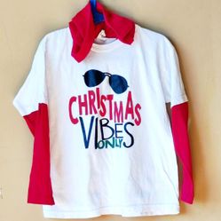 Christmas Vibes Only Graphic Print Hoodie Sweatshirt Sweater Top T Tee Shirt Long Sleeve  Kids Children's Size Xl Extra Large 
