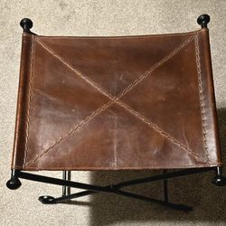 Vintage Leather Saddle Folding Stool 