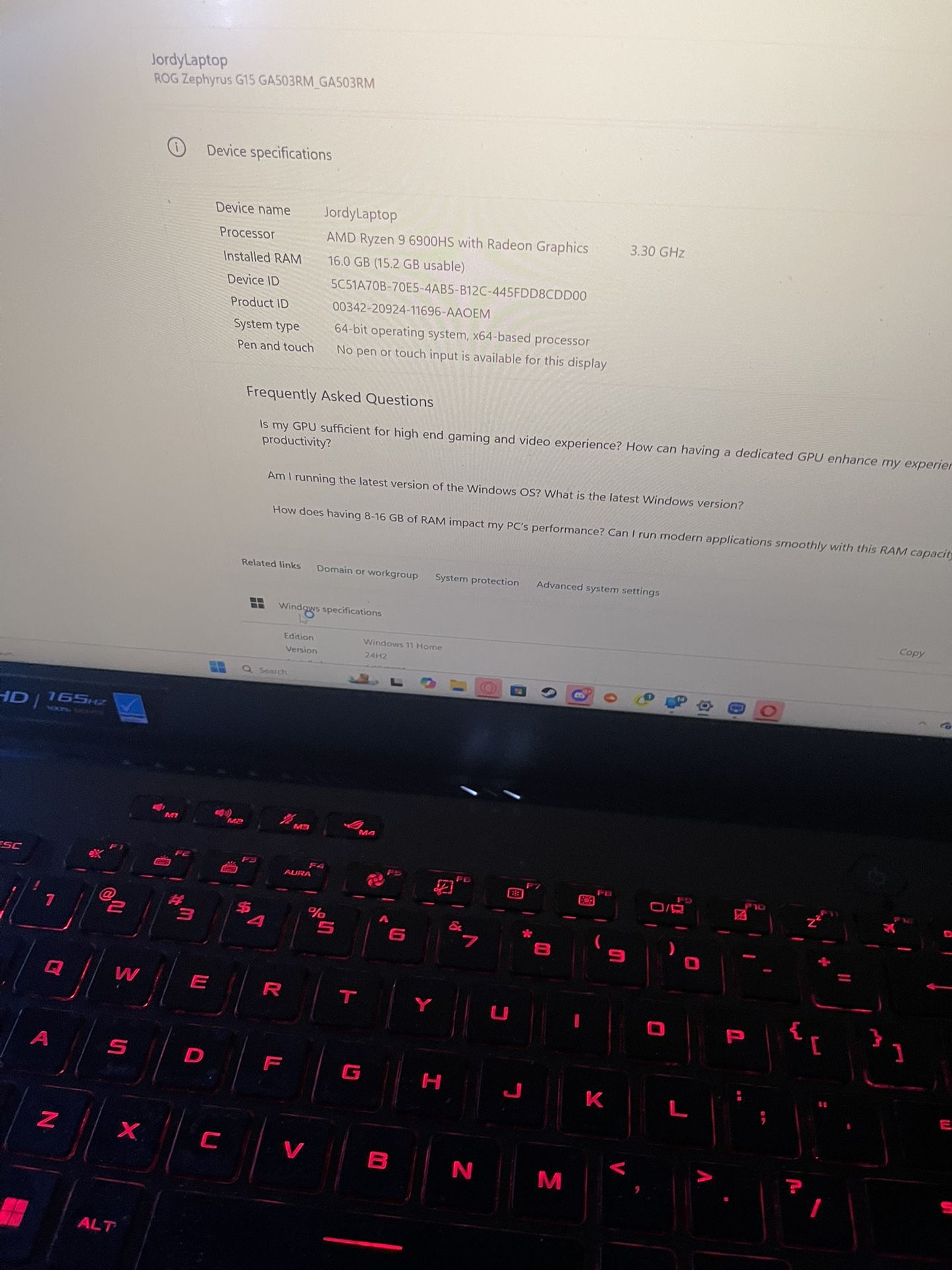 ROS Zephyrus G15 Gaming Laptop