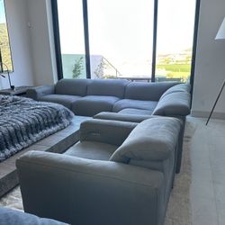 Restoration Hardware Blake Leather Recliner Sectional & Recliner Chair Set