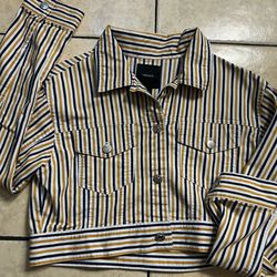 chaqueta vaquera corta de rayas de la marca Forever 21. Size S