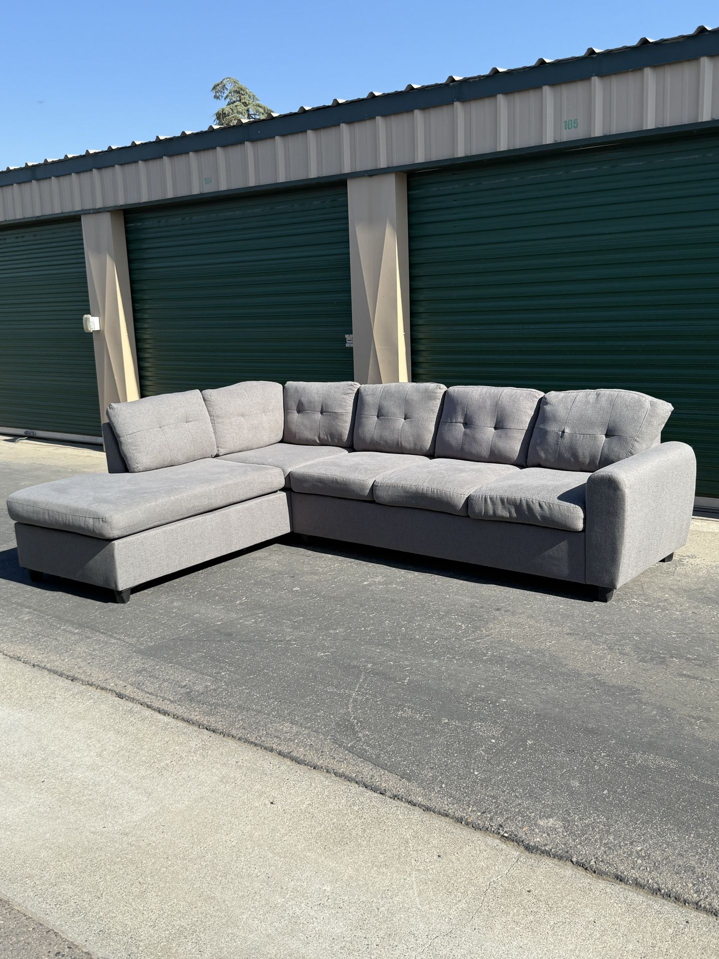 Tufted Silver Frost Modern Sectional - Free Delivery