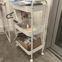 3 Tier Metal Rolling Utility Cart with Wheels