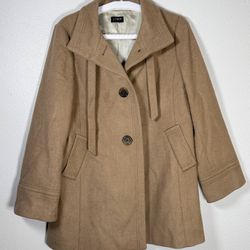 J.CREW Pea Coat Womens Camel Cashmere Wool Blend Coat Long Jacket Lined