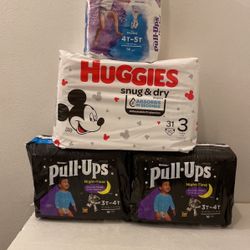 Huggies Pull•Ups Night Time, Snug & Dry and New Leaf Diapers Bundle Set