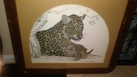 Jaguar and cub painting