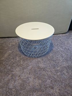 IKEA KVISTBRO Storage Side Table - White Wire Basket Accent Table