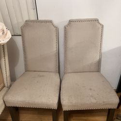 4 Beige Fabric Dining Chairs