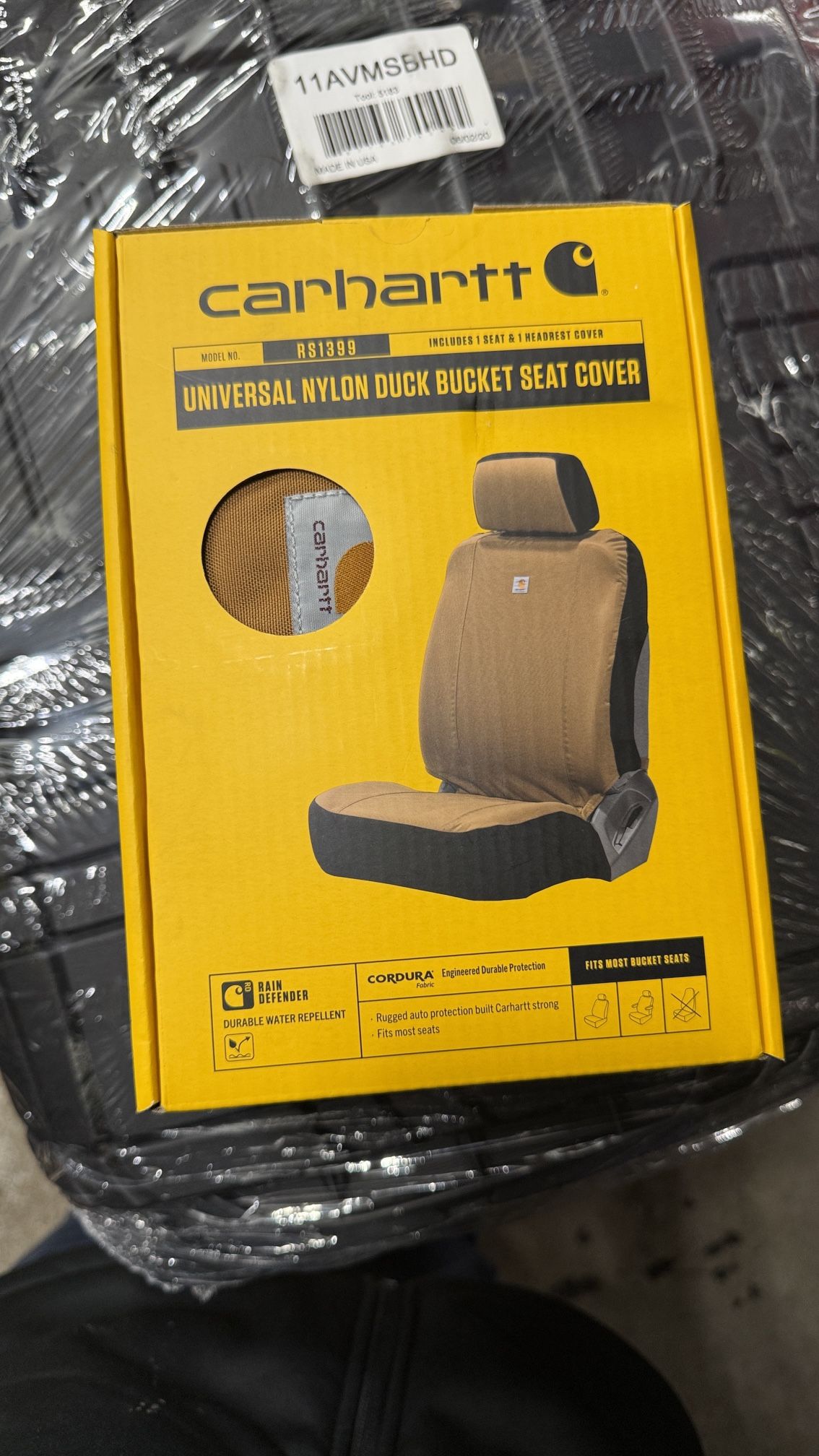 Carhartt Signature Auto Seat Cover: Brown, Nylon, Low Back, Water Repellent, Universal, 1 Pk