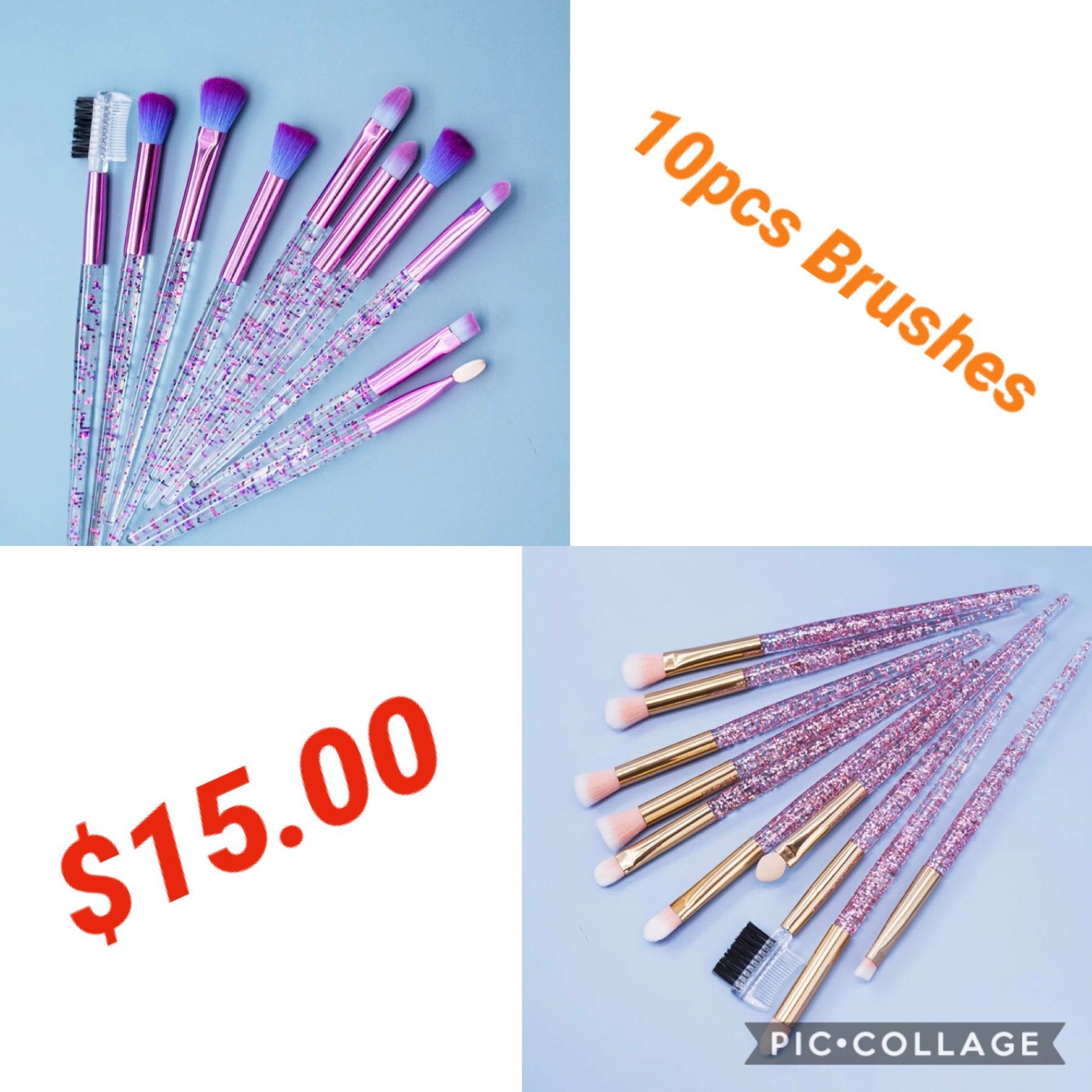 10pcs glitter unicorn brushes