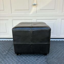 17” Nox Brown Leather Ottoman , Dark Brown , SMALL