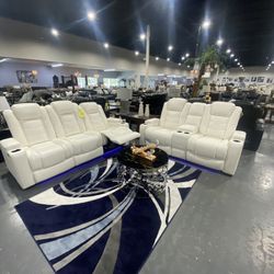 All White Leather Recliner !! $99 Down! 