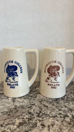 Monmouth College Relays 1982 & 1983 Ceramic Mugs
