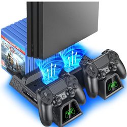Ps4, Slim, And Pro  Stand Cooling Fan Station With Chargers 