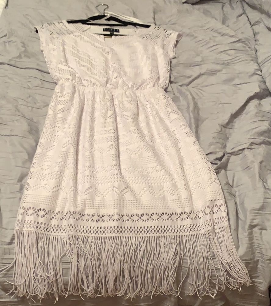 White Fringe Dress