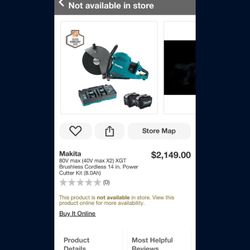 Makita 80V max (40V max X2) XGT Brushless Cordless 14 in. Power Cutter Kit (8.0Ah) 