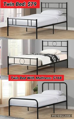 Metal Twin Bed with Mattress