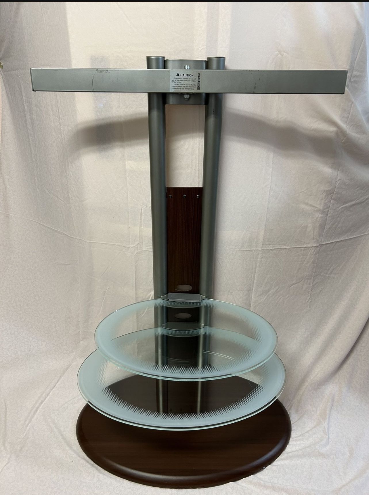 Tv Floor Stand With Swivel Mount And Round Glass Shelves 48”