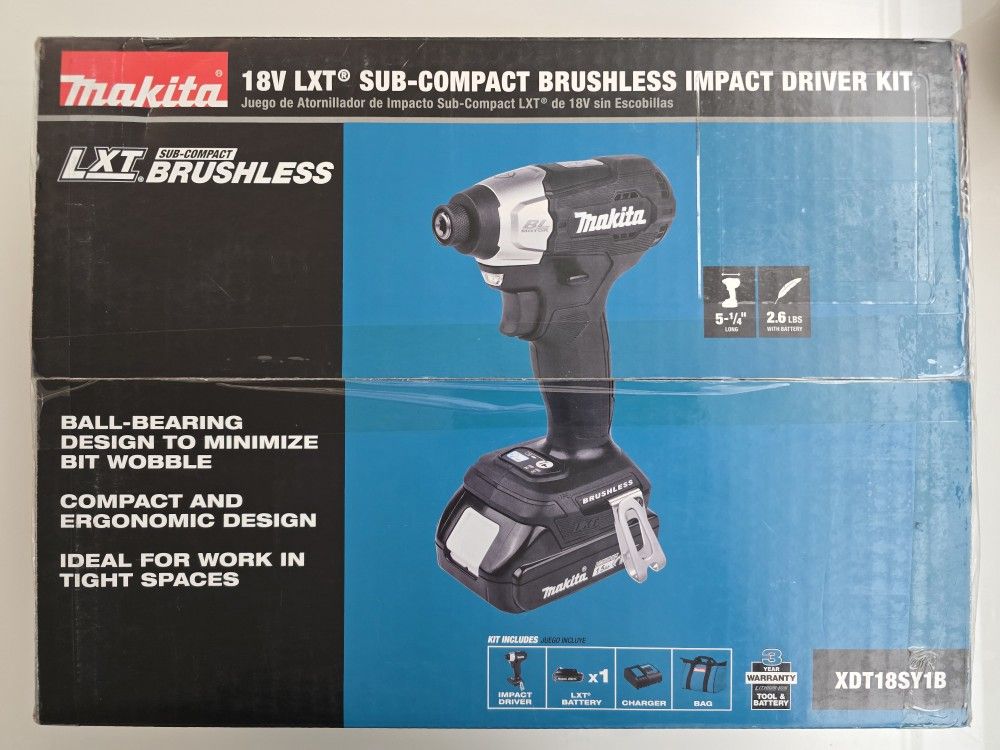Makita Compact Brushless Impact Driver with battery and charger