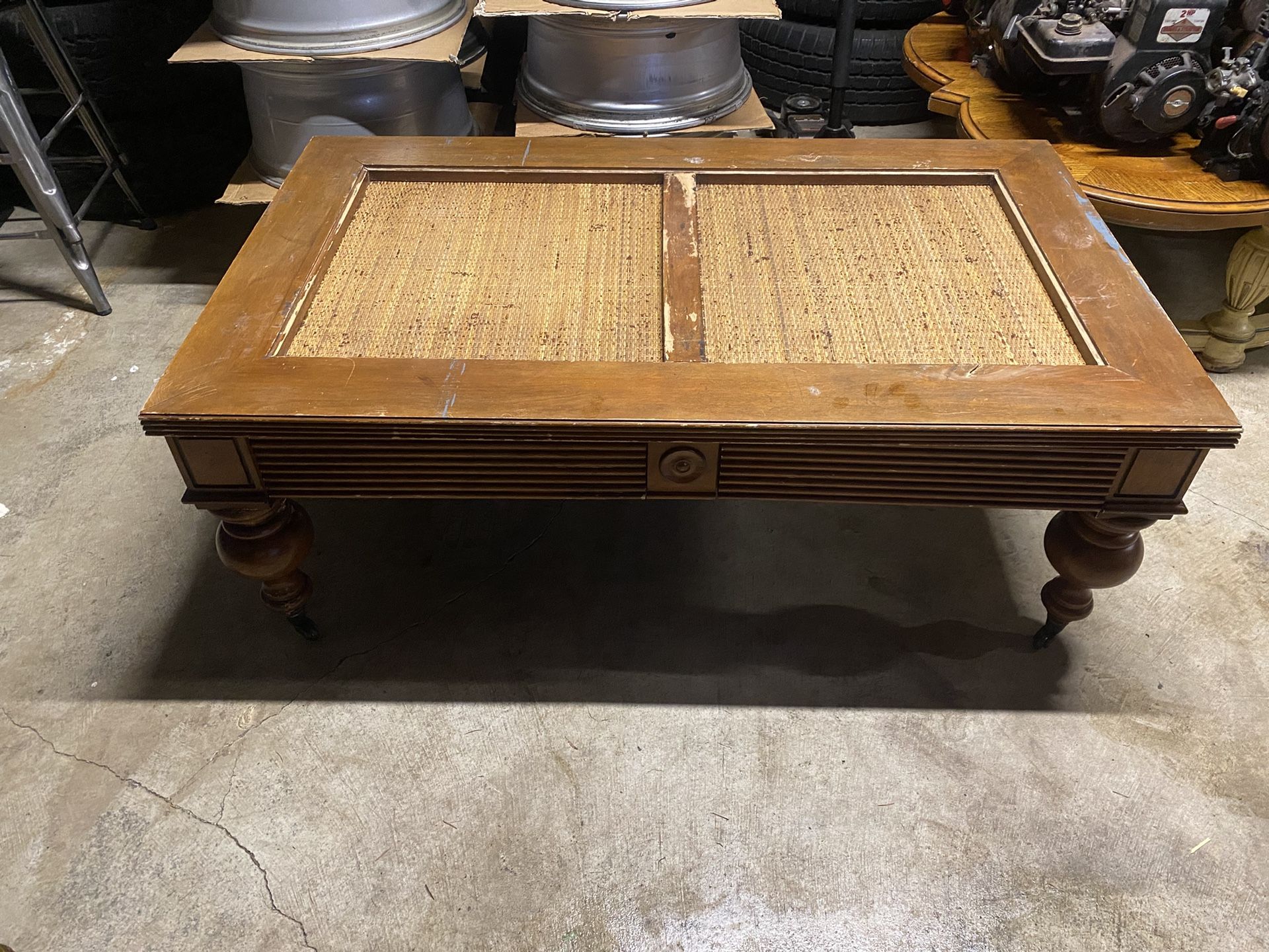 Antique Rolling Coffee Table 