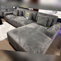 Dark Gray corduroy XL sectional sofa couch